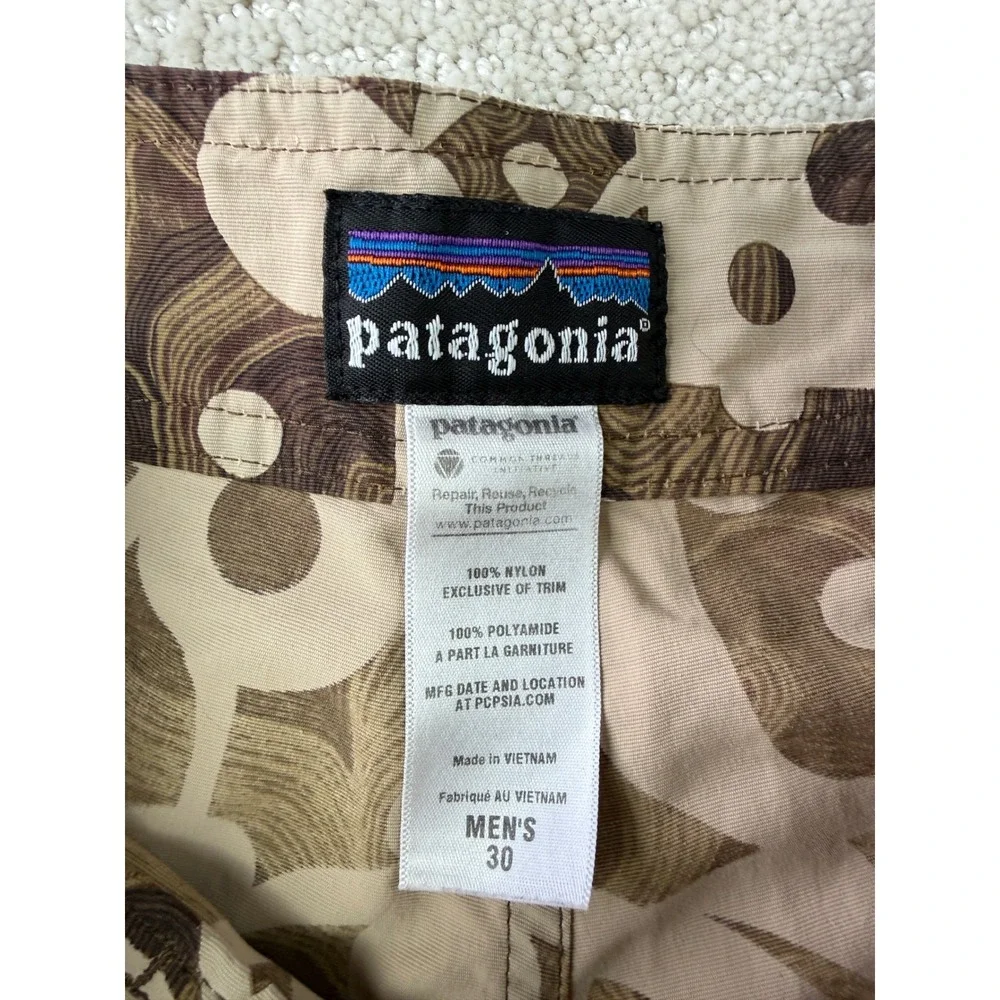 Patagonia Wavefarer Board Shorts Men 30 Peat Brown Oaxaca Abstract 86556